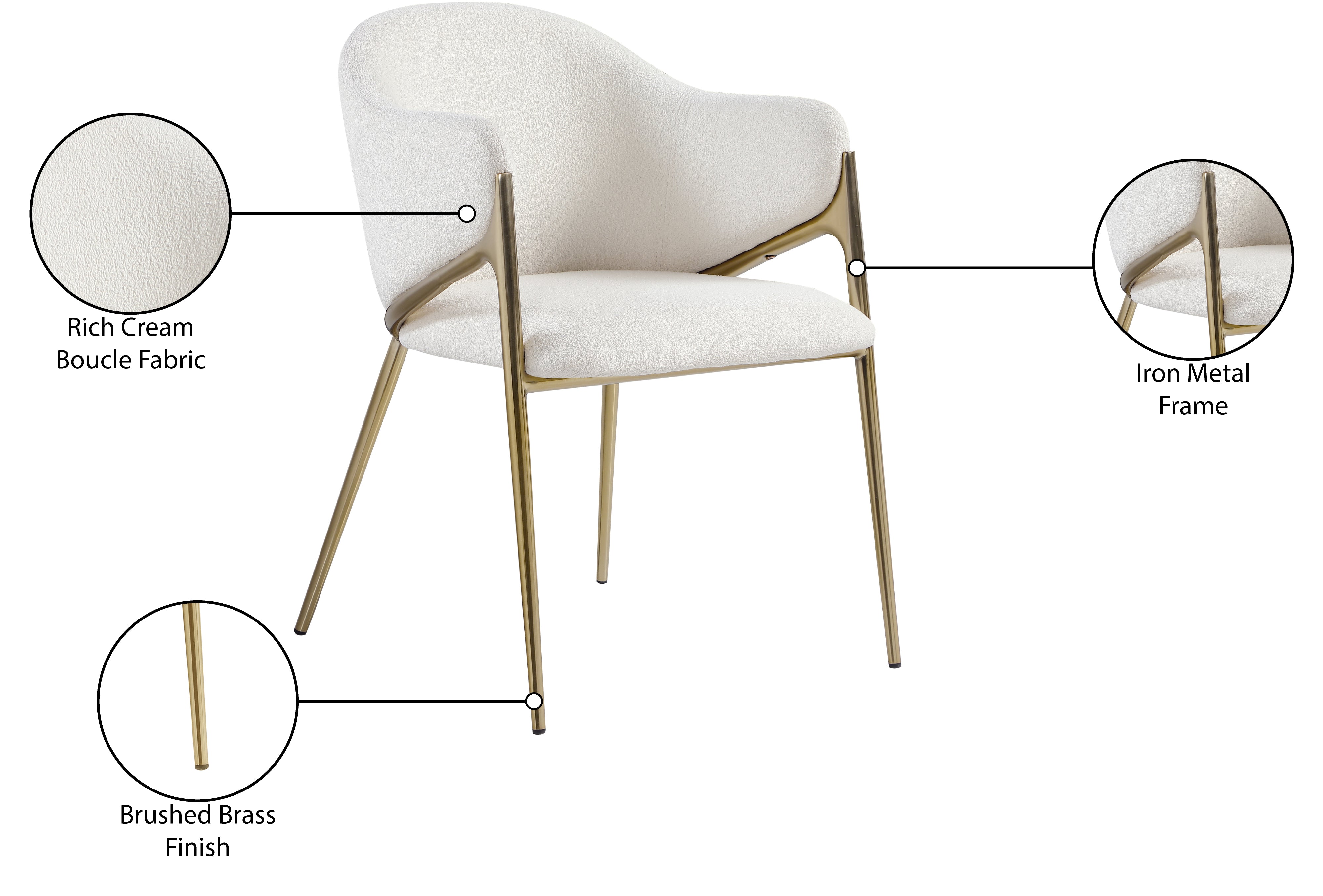 Chaise de salle à manger en tissu boucle Nial