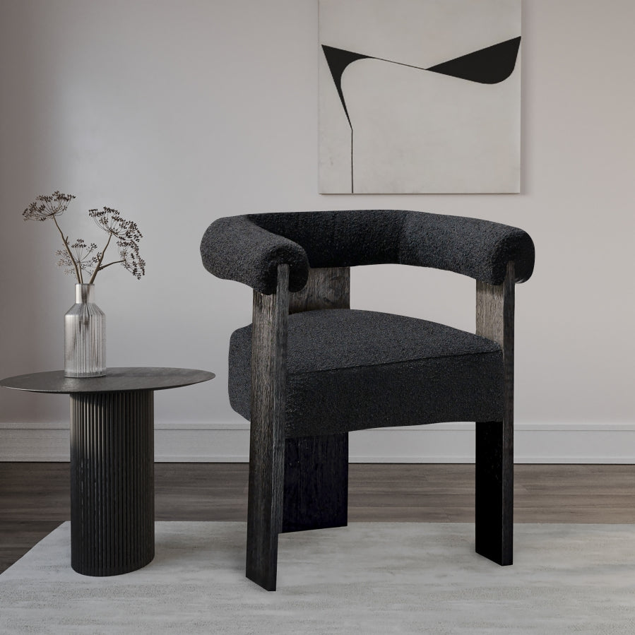 Chaise de salle à manger en tissu Barrel Boucle