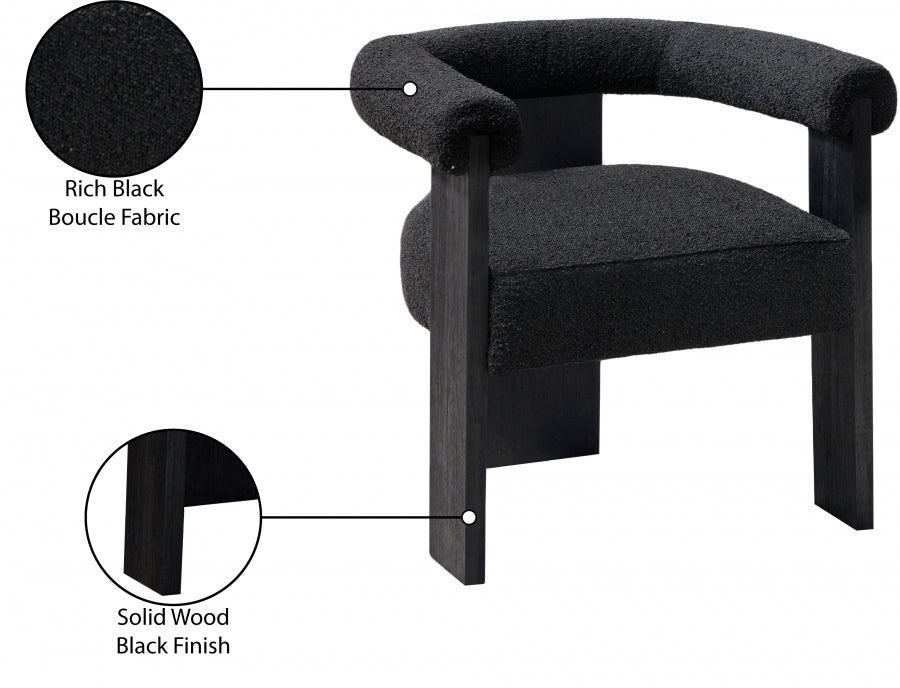 Chaise de salle à manger en tissu Barrel Boucle