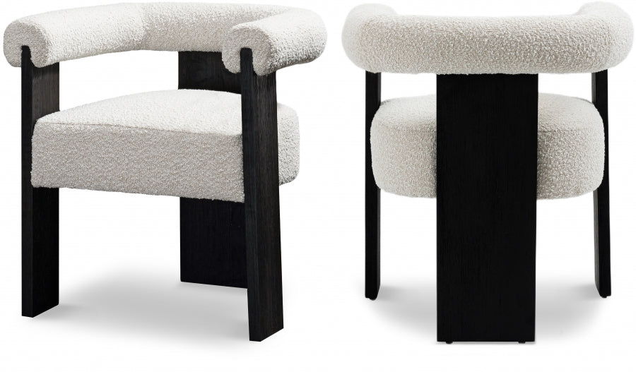 Chaise de salle à manger en tissu Barrel Boucle
