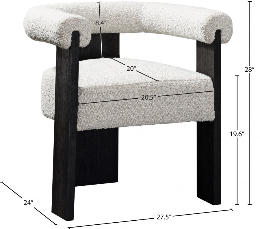 Chaise de salle à manger en tissu Barrel Boucle