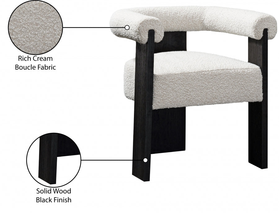 Chaise de salle à manger en tissu Barrel Boucle