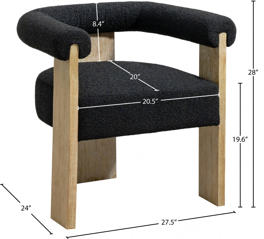 Chaise de salle à manger en tissu Barrel Boucle