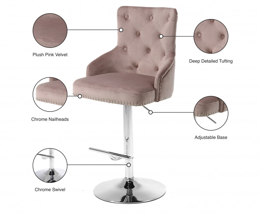 Barre réglable en velours Claude | Tabouret de comptoir