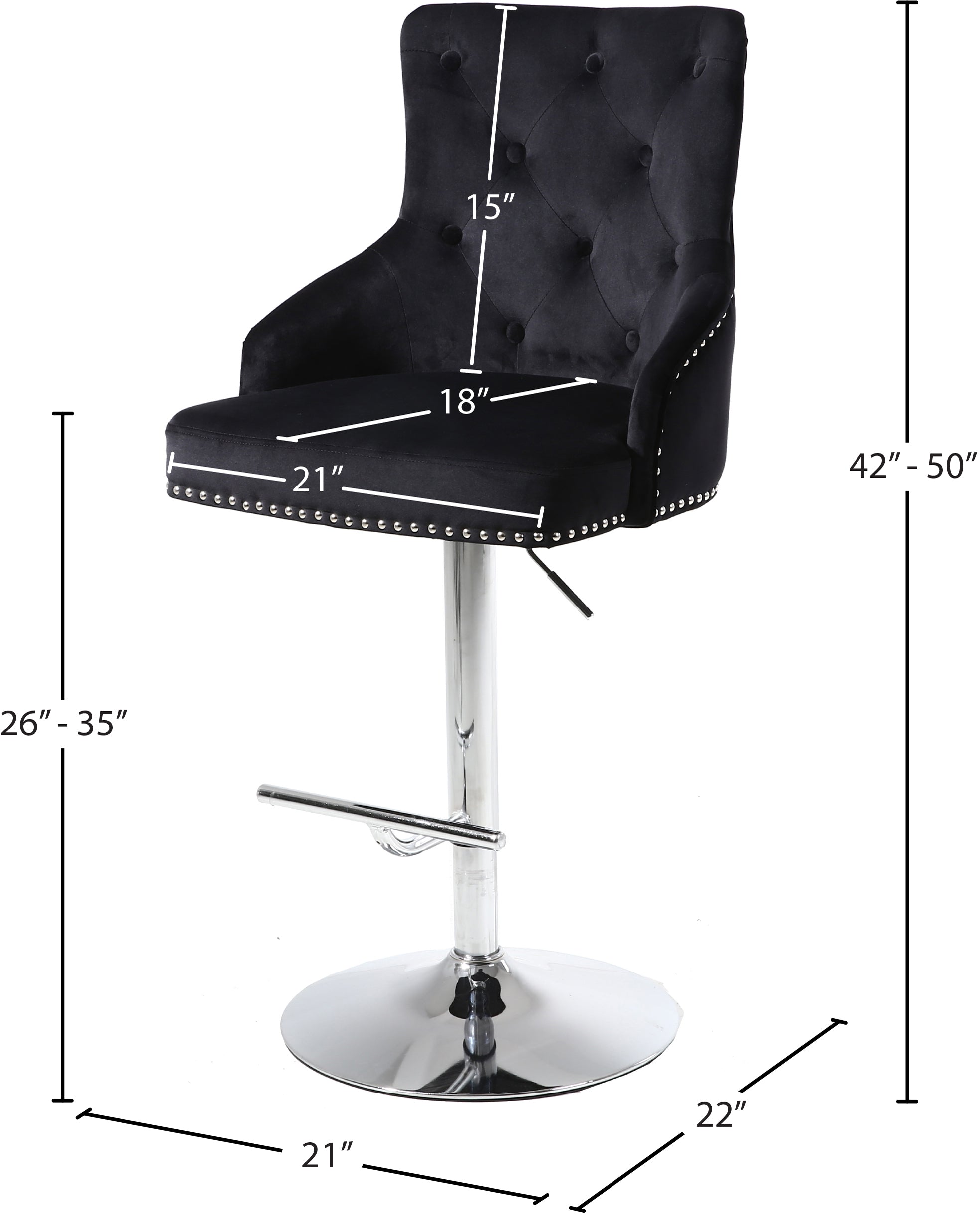 Barre réglable en velours Claude | Tabouret de comptoir