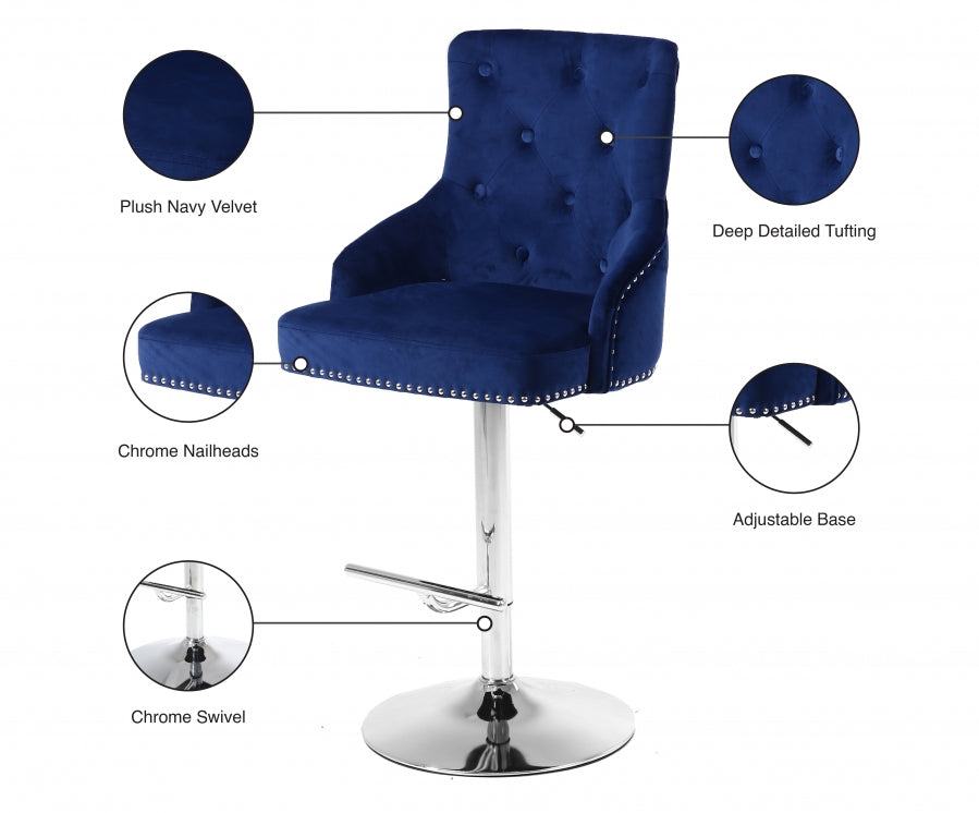 Barre réglable en velours Claude | Tabouret de comptoir
