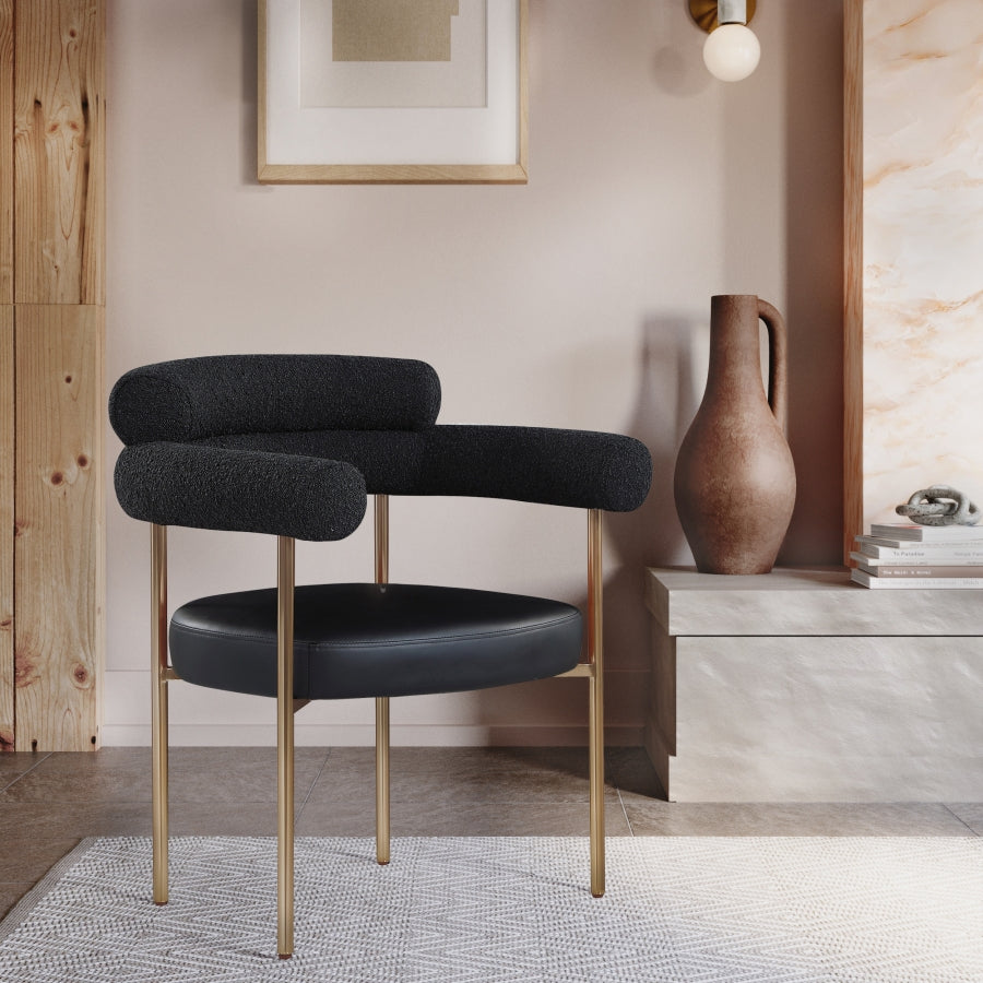 Chaise de salle à manger en tissu et cuir végétalien Blake Boucle