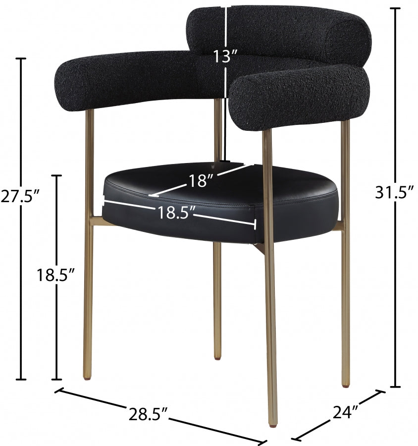 Chaise de salle à manger en tissu et cuir végétalien Blake Boucle