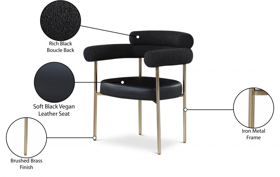 Chaise de salle à manger en tissu et cuir végétalien Blake Boucle