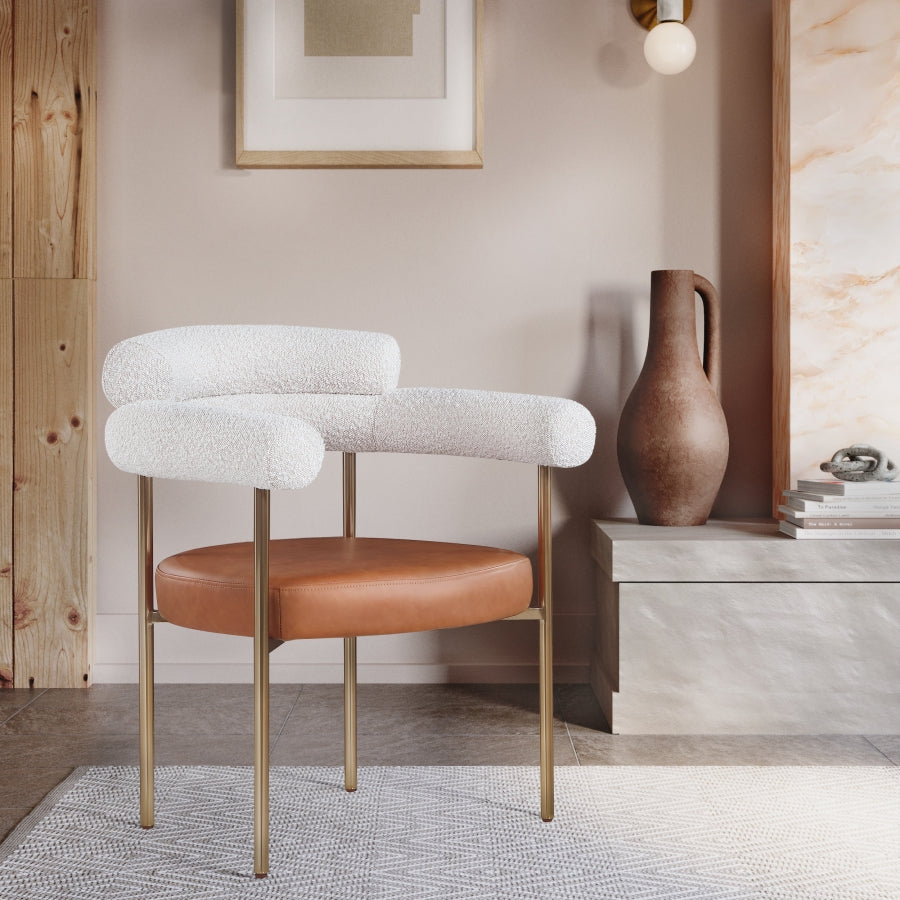 Chaise de salle à manger en tissu et cuir végétalien Blake Boucle