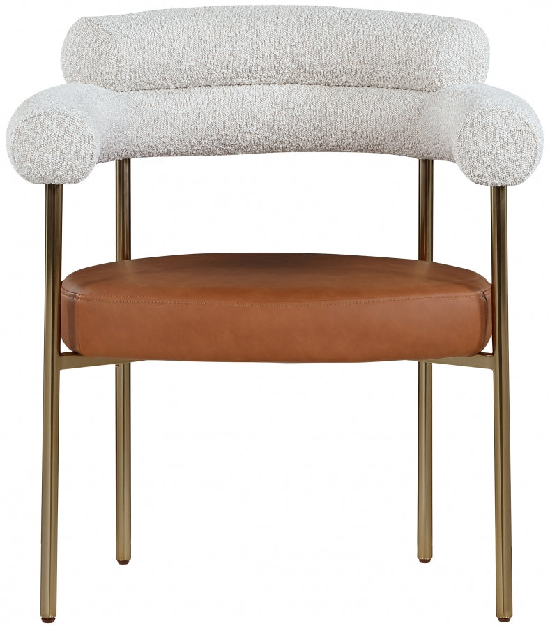 Chaise de salle à manger en tissu et cuir végétalien Blake Boucle