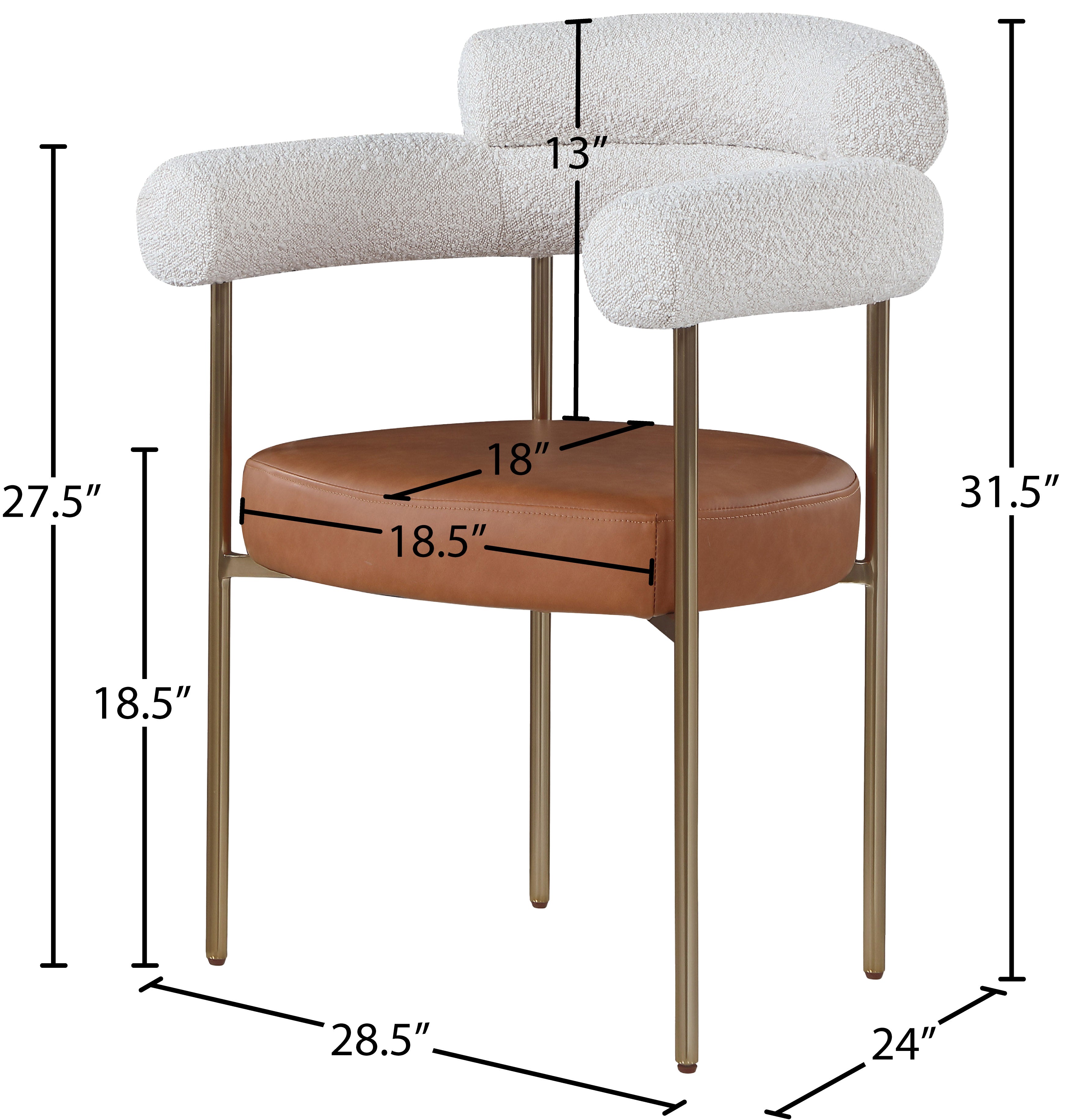 Chaise de salle à manger en tissu et cuir végétalien Blake Boucle