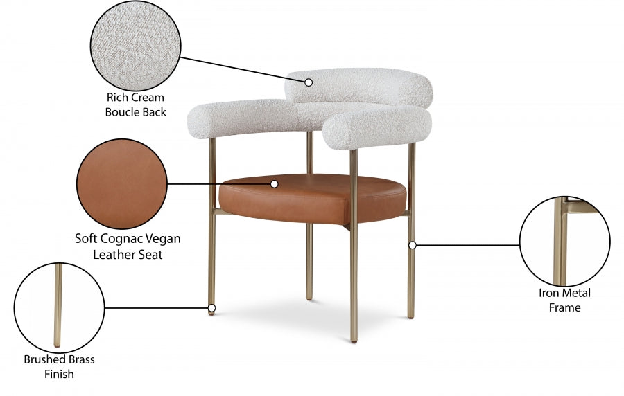Chaise de salle à manger en tissu et cuir végétalien Blake Boucle