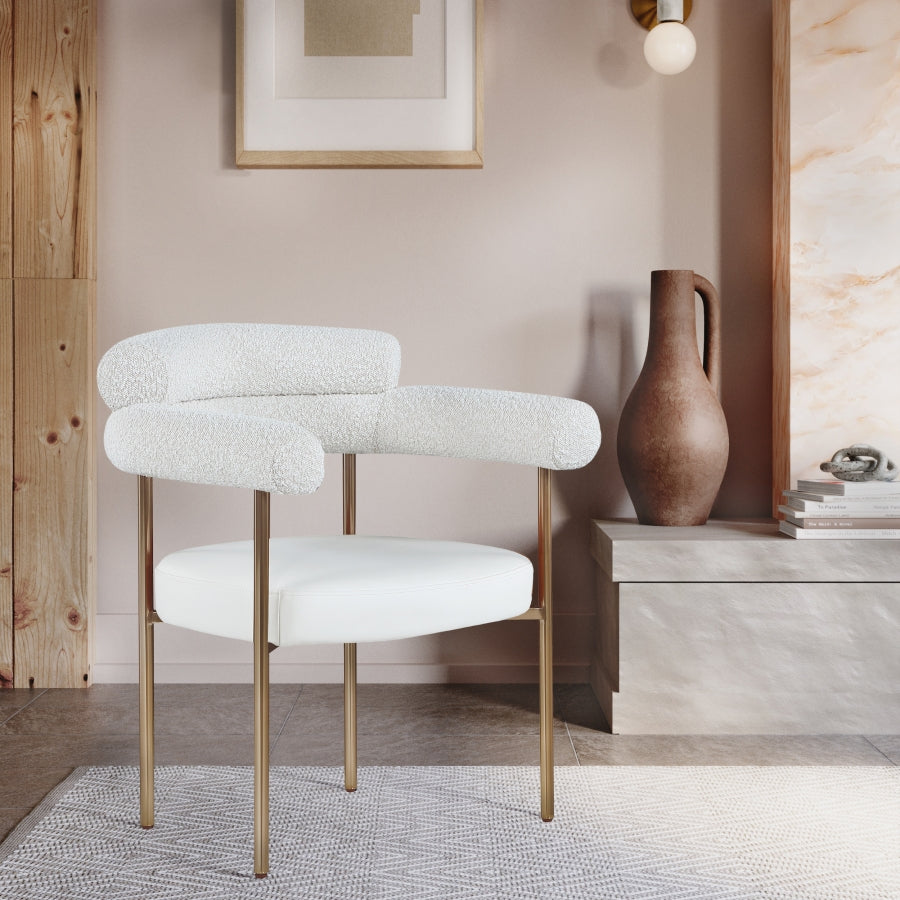 Chaise de salle à manger en tissu et cuir végétalien Blake Boucle
