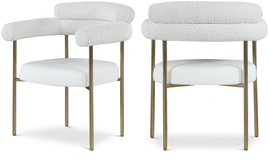 Chaise de salle à manger en tissu et cuir végétalien Blake Boucle