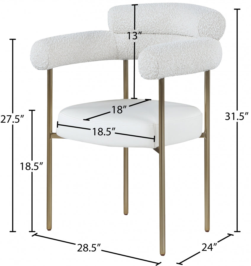 Chaise de salle à manger en tissu et cuir végétalien Blake Boucle