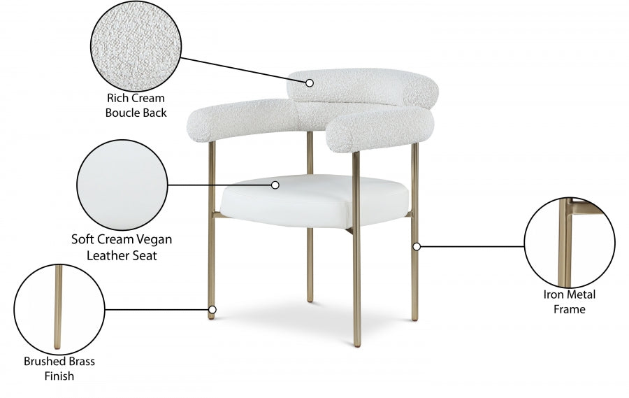 Chaise de salle à manger en tissu et cuir végétalien Blake Boucle