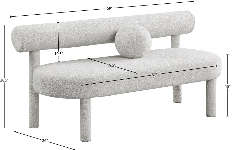 Banc de salon en tissu boucle