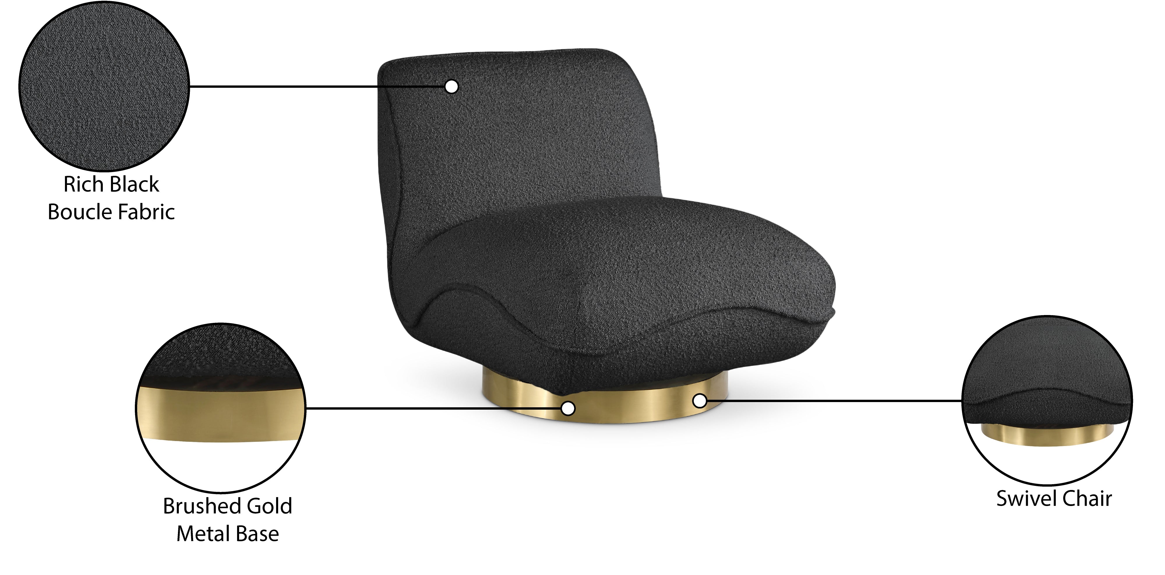 Fauteuil d'appoint pivotant en tissu Boucle Geneva