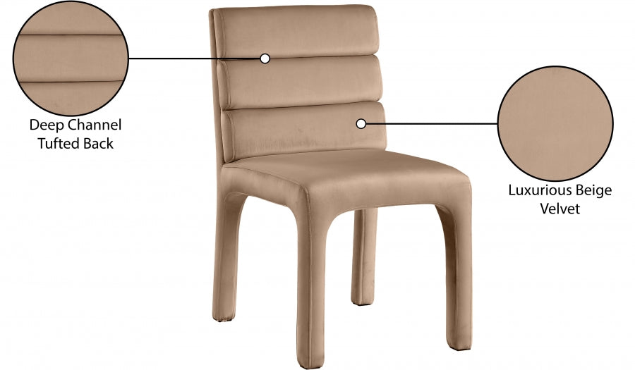Chaise de salle à manger en velours Kai