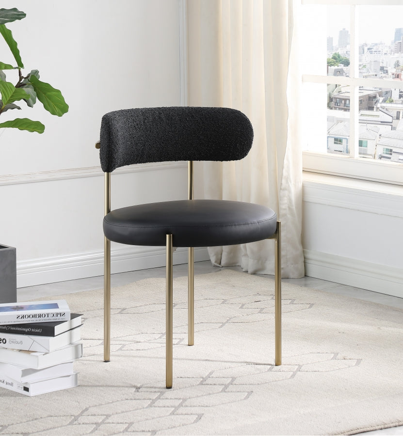 Chaise de salle à manger Beacon en cuir végétalien et tissu bouclé