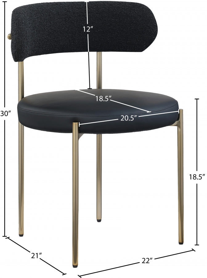 Chaise de salle à manger Beacon en cuir végétalien et tissu bouclé