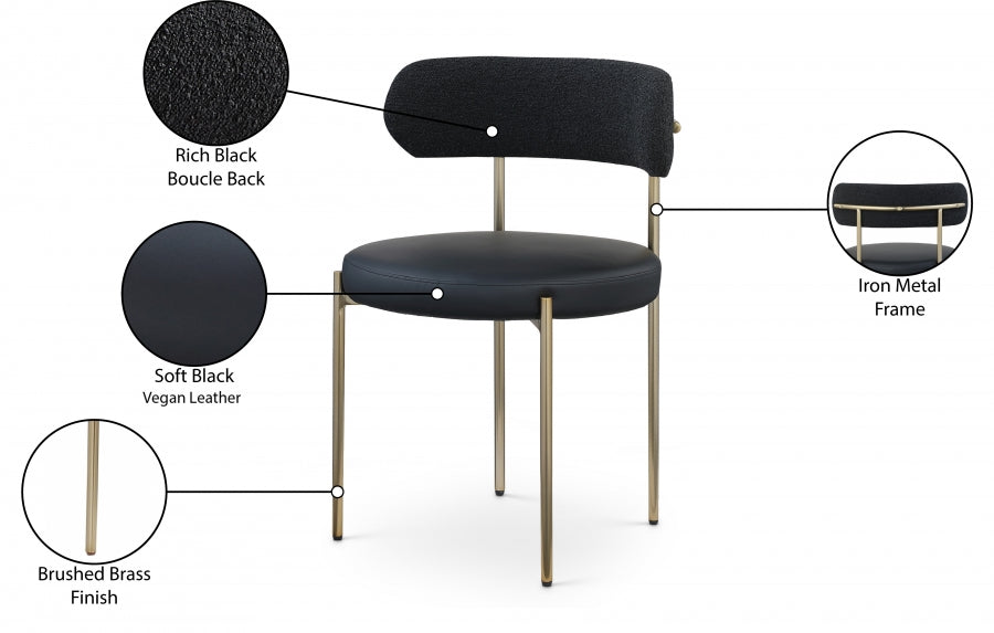 Chaise de salle à manger Beacon en cuir végétalien et tissu bouclé