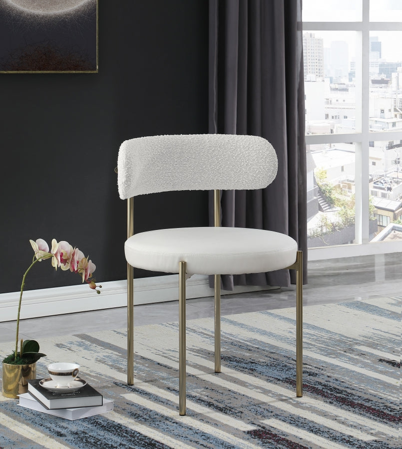 Chaise de salle à manger Beacon en cuir végétalien et tissu bouclé