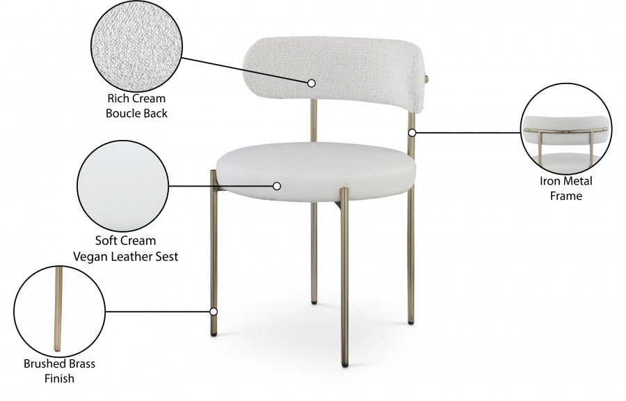 Chaise de salle à manger Beacon en cuir végétalien et tissu bouclé