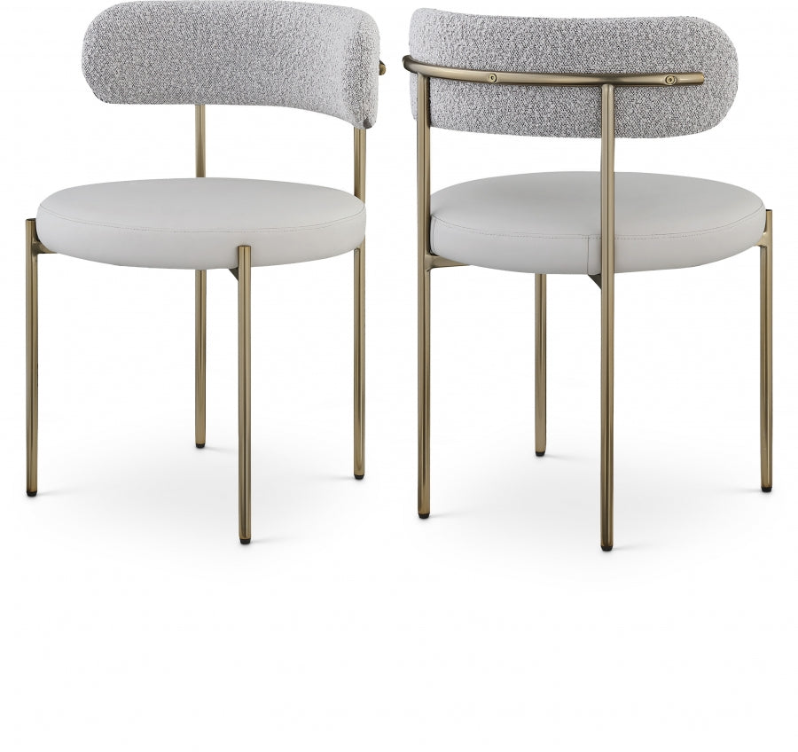 Chaise de salle à manger Beacon en cuir végétalien et tissu bouclé