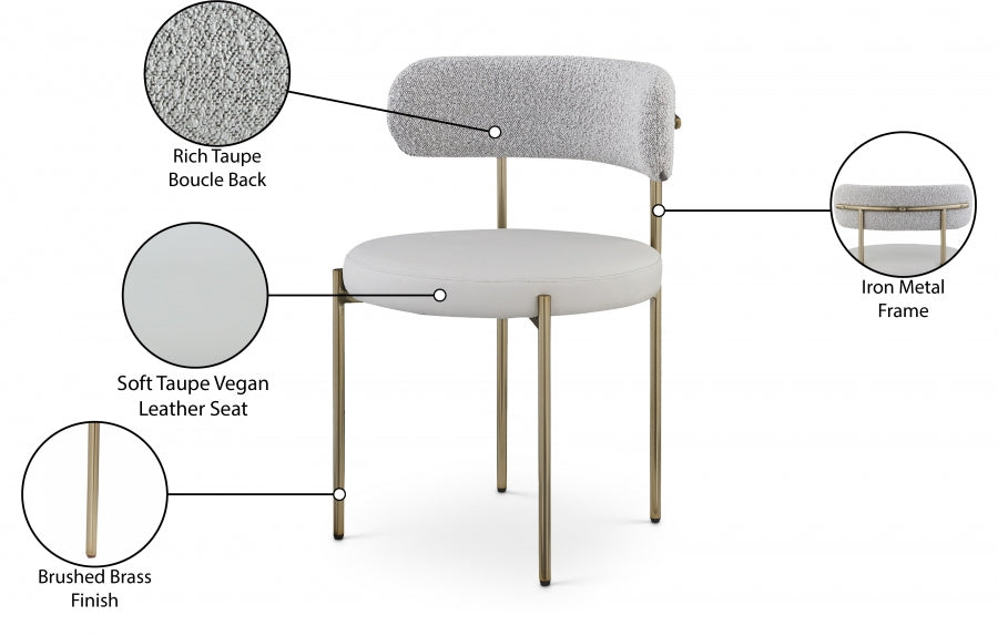 Chaise de salle à manger Beacon en cuir végétalien et tissu bouclé