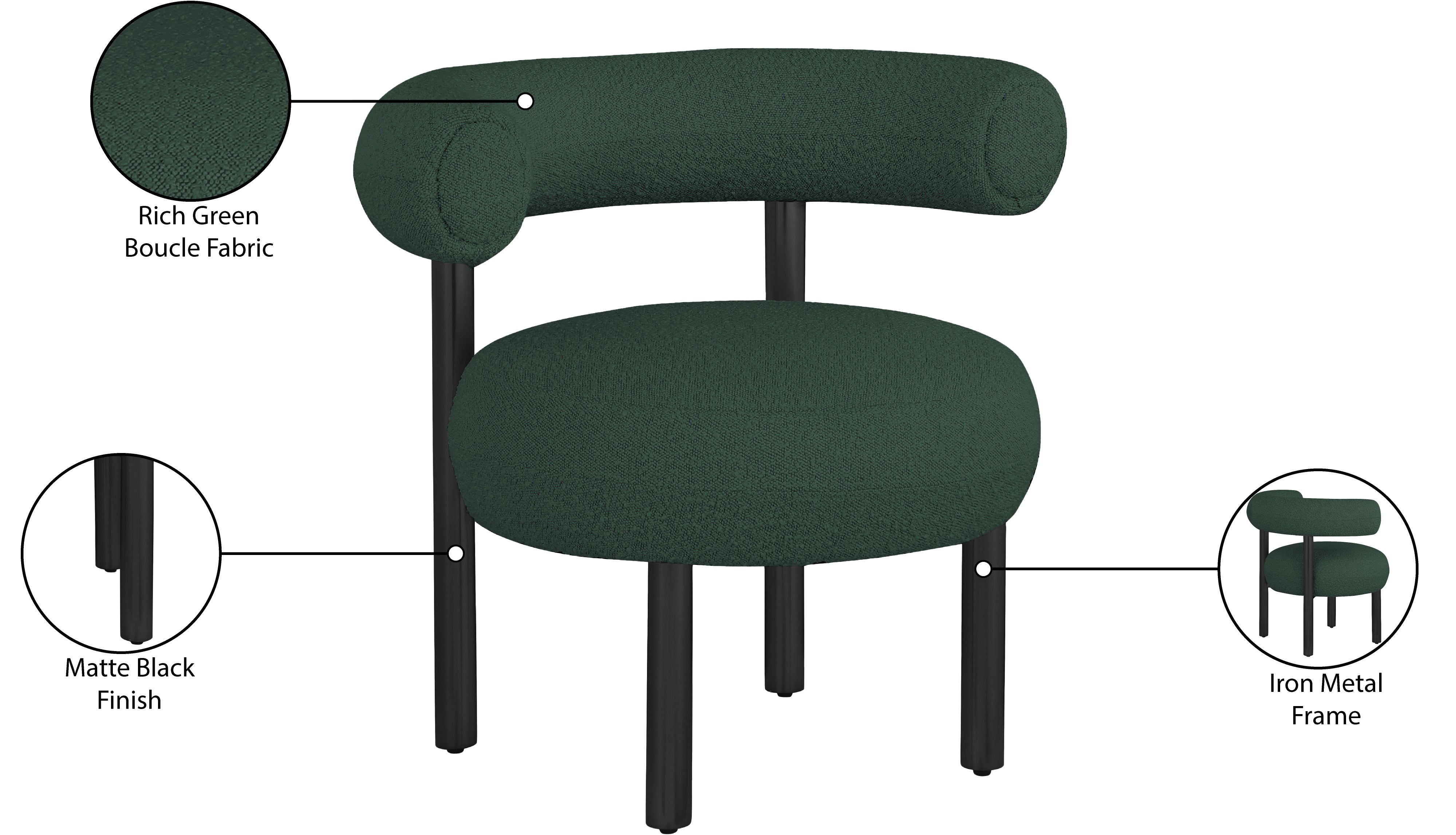 Fauteuil d'appoint en tissu boucle bordeaux