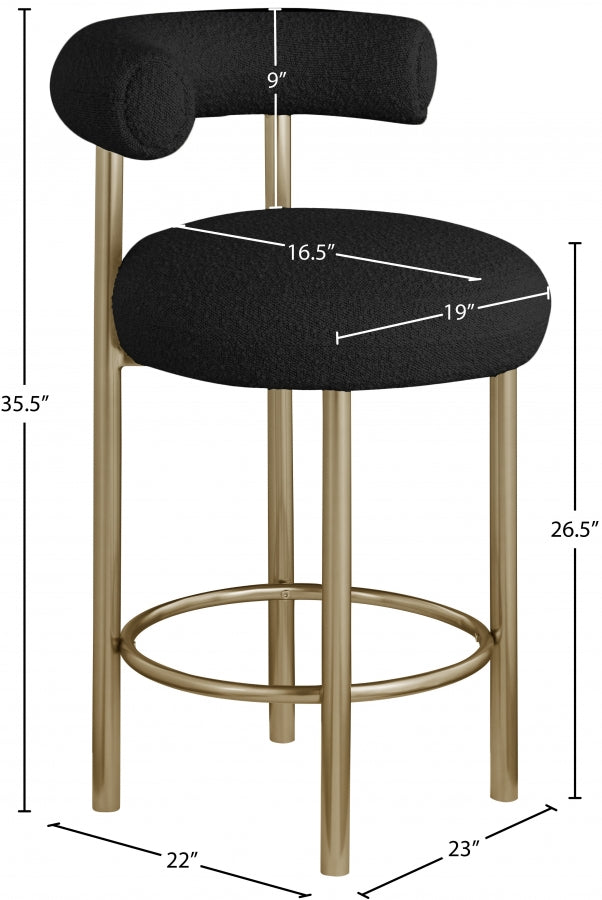 Tabouret en tissu boucle bordeaux