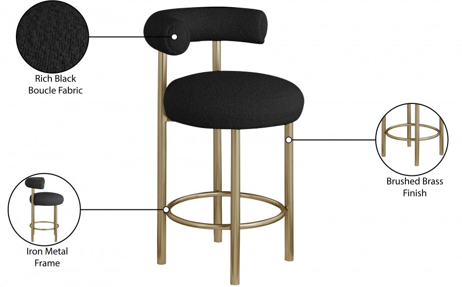 Tabouret en tissu boucle bordeaux