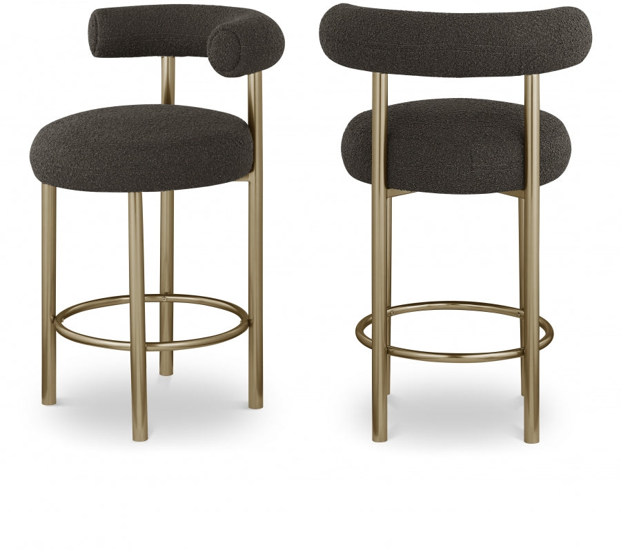 Tabouret en tissu boucle bordeaux
