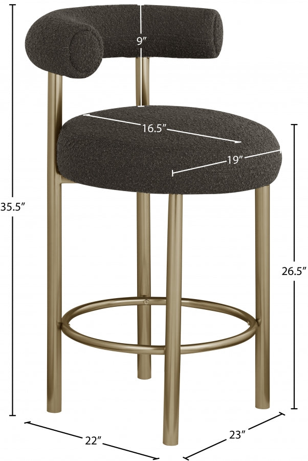 Tabouret en tissu boucle bordeaux