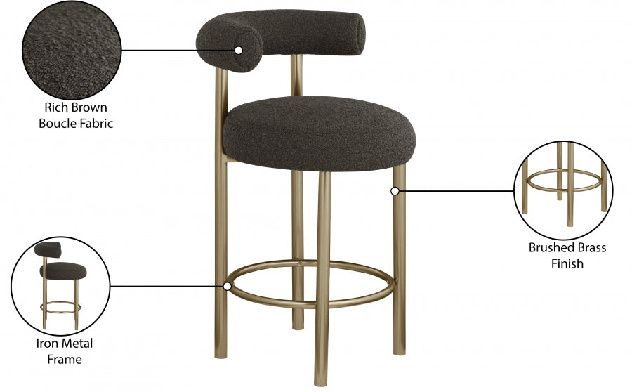 Tabouret en tissu boucle bordeaux