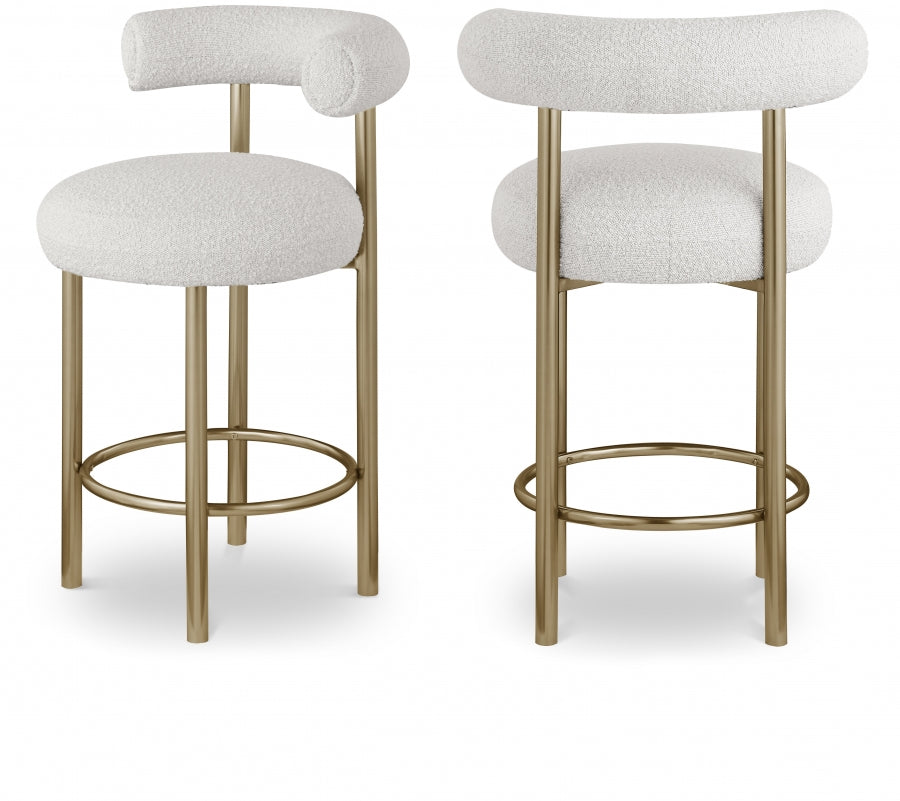 Tabouret en tissu boucle bordeaux