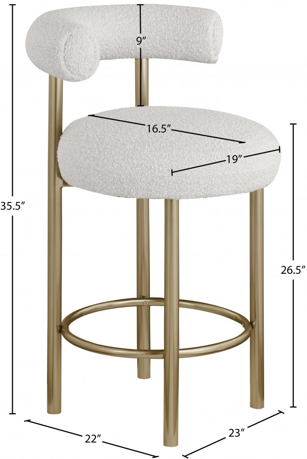 Tabouret en tissu boucle bordeaux
