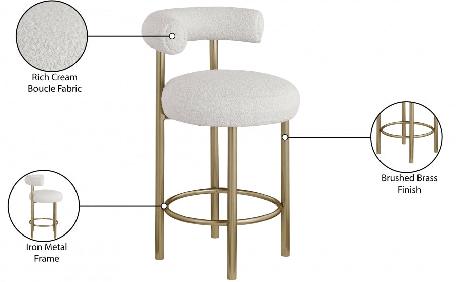 Tabouret en tissu boucle bordeaux