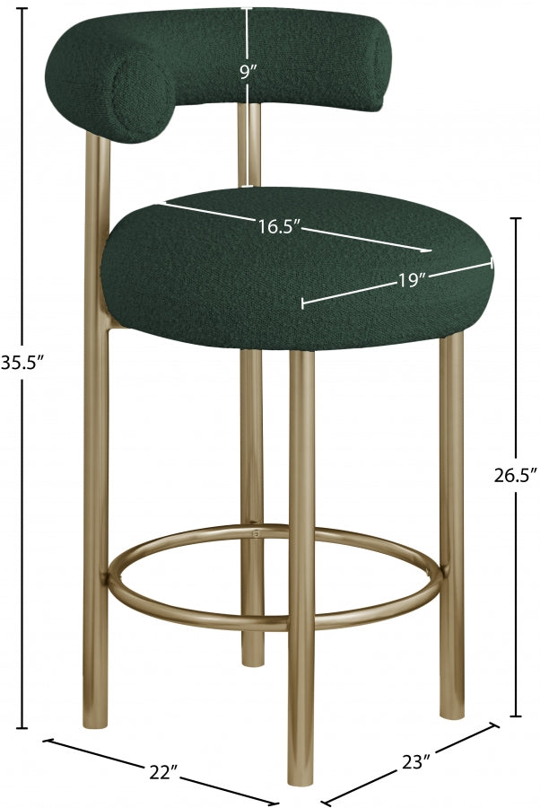 Tabouret en tissu boucle bordeaux