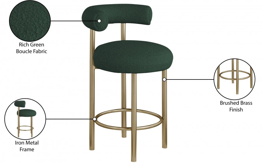 Tabouret en tissu boucle bordeaux