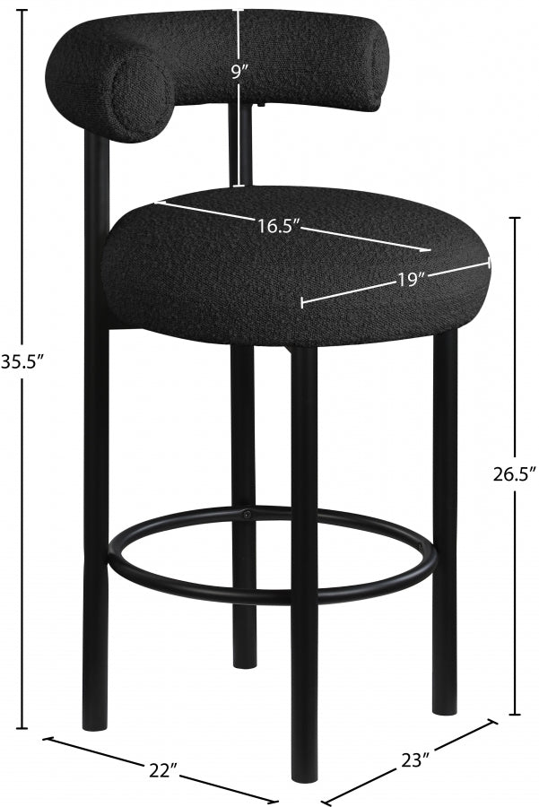 Tabouret en tissu boucle bordeaux