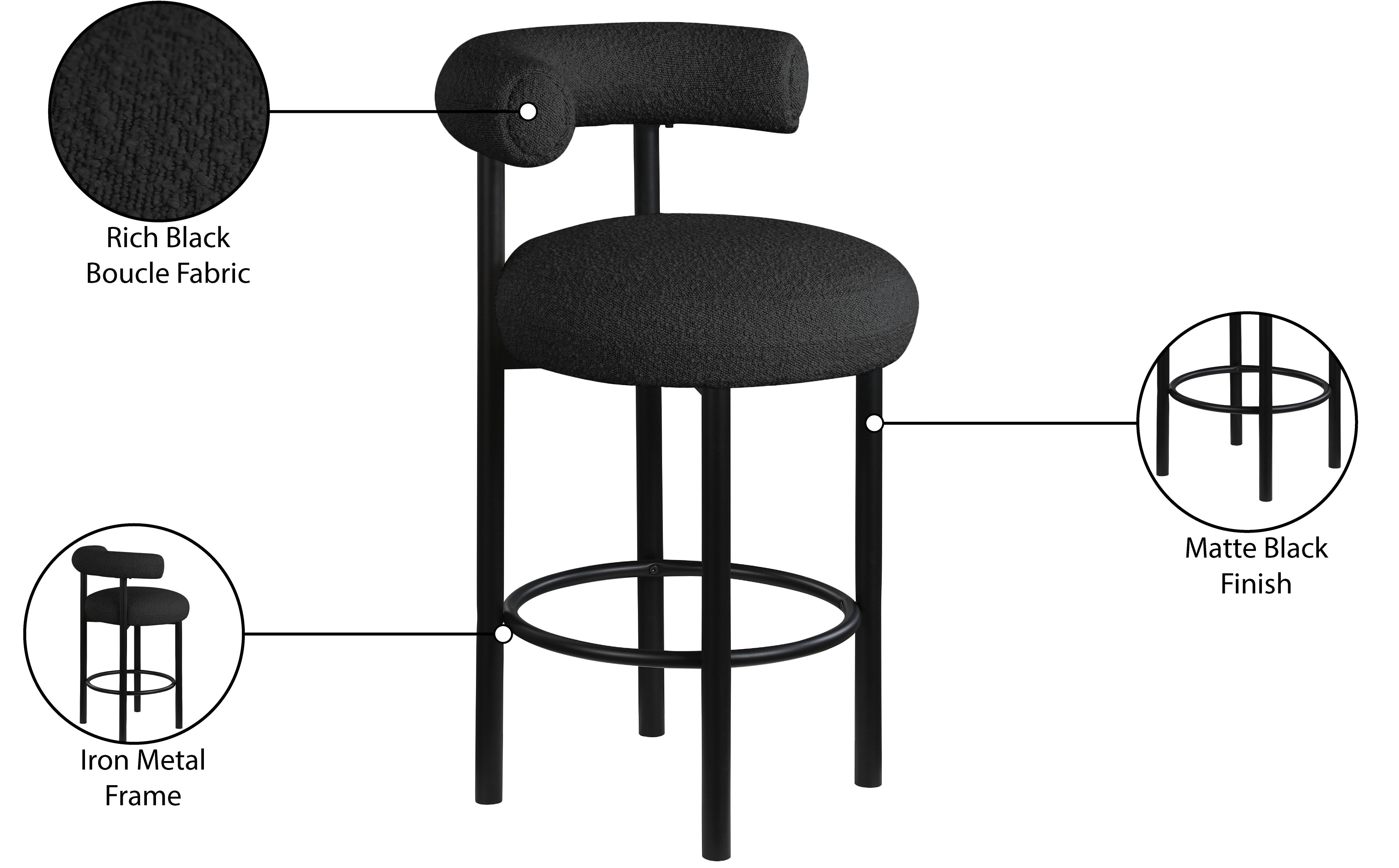 Tabouret en tissu boucle bordeaux