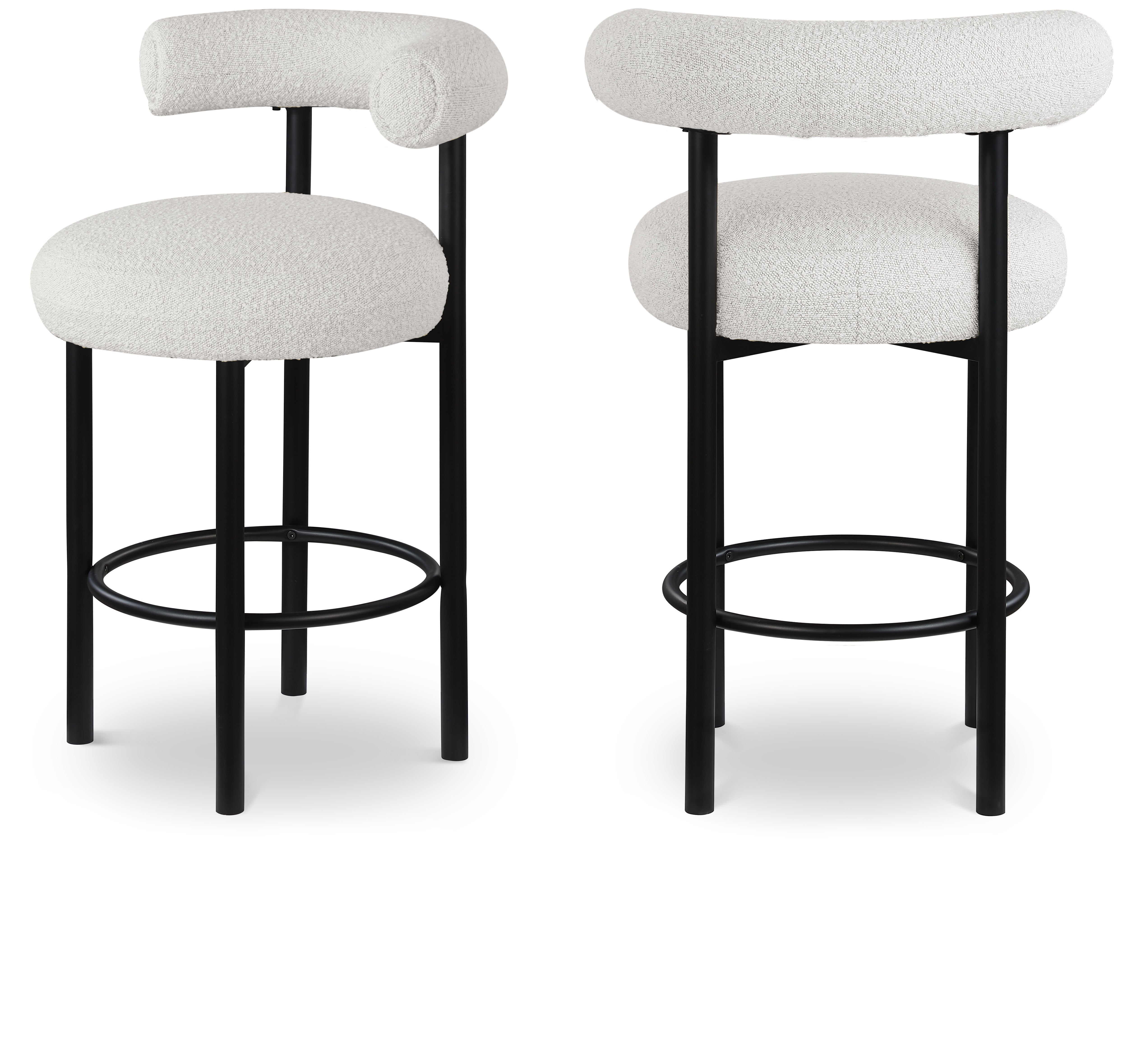 Tabouret en tissu boucle bordeaux