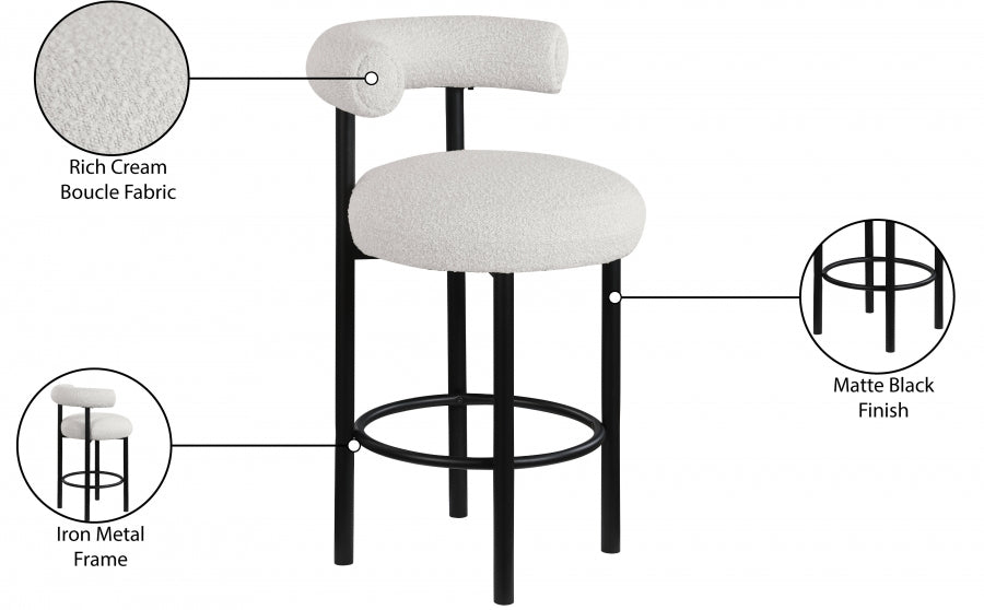 Tabouret en tissu boucle bordeaux