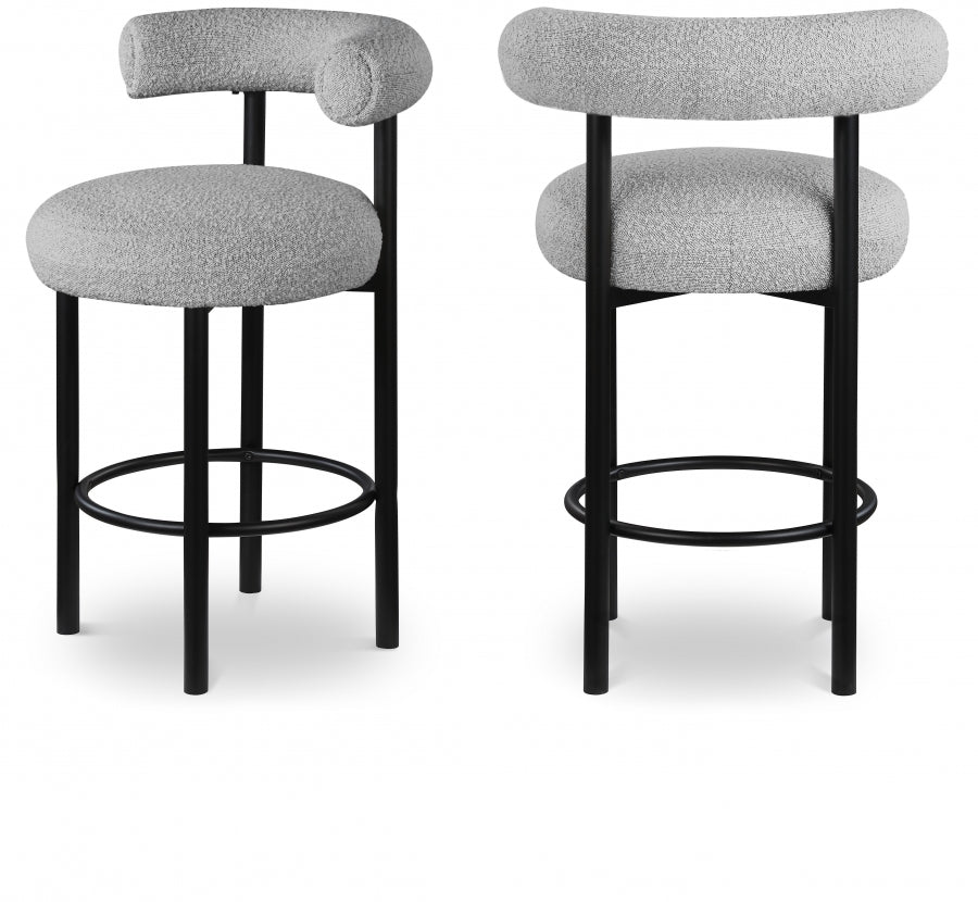 Tabouret en tissu boucle bordeaux