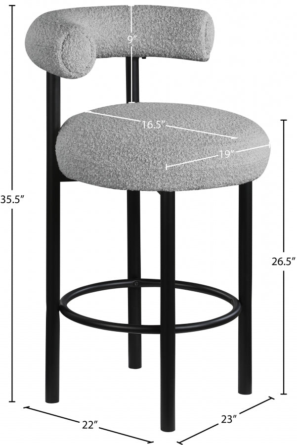 Tabouret en tissu boucle bordeaux