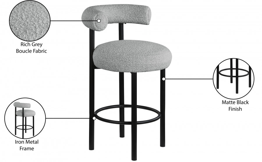 Tabouret en tissu boucle bordeaux