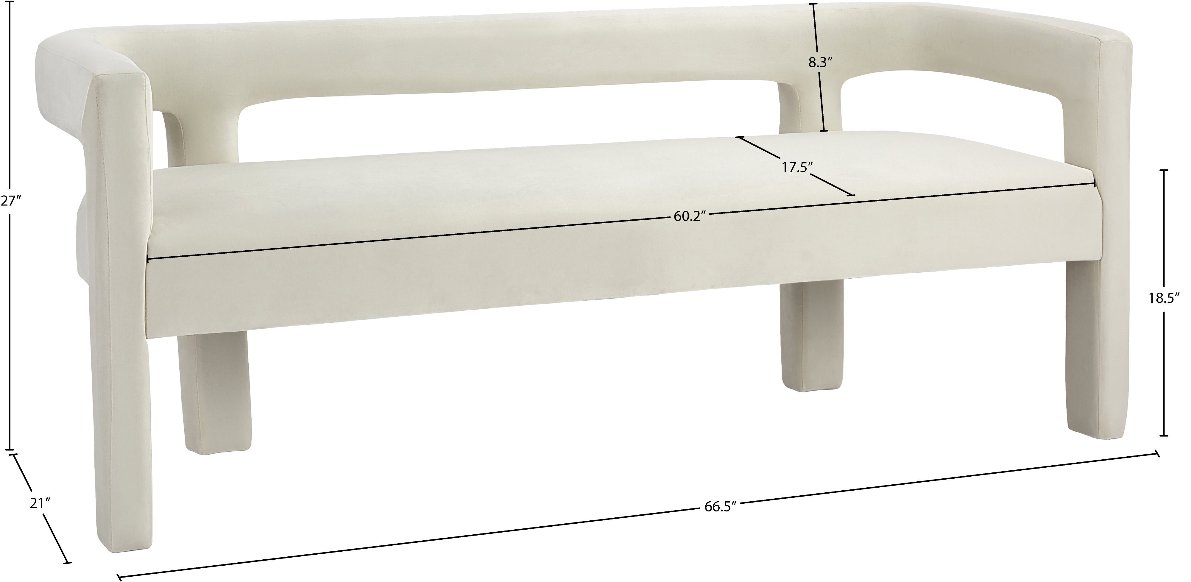 Banc en velours Athena